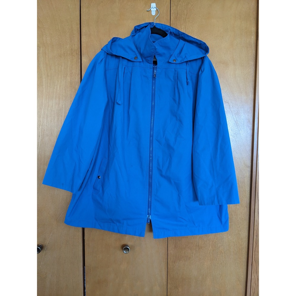 Vintage London Fog Hooded Jacket Size XL Cobalt Blue Gorpcore Raincoat USA